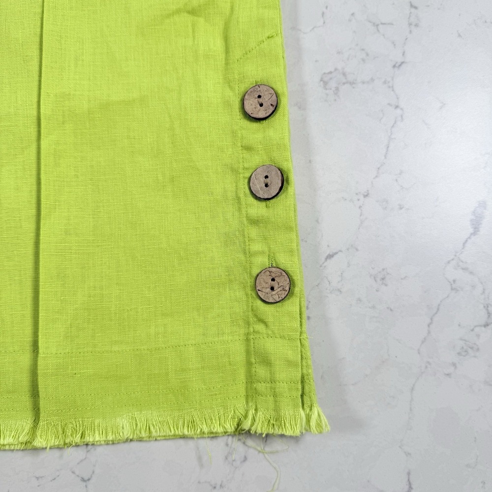 Ali Miles Lime Womens Cropped Linen Blend Pockets Wide Leg Artsy Fringe Pants 2X - Picture 4 of 16